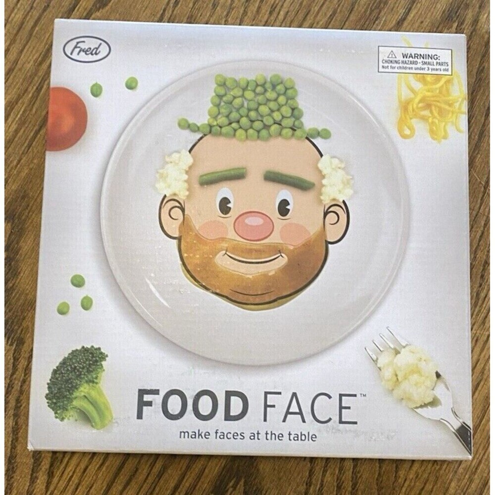 FRED Food Face Ceramic Plate 8" Make Faces with Food NEW